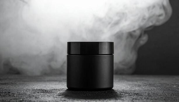 Mysterious Black Jar Enveloped in Wisps of Smoke photo