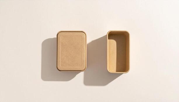 Biodegradable Kraft Paper Food Containers Open and Closed Set for Takeaway Packaging Design photo