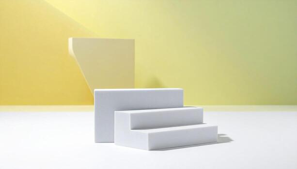 Minimalist geometric display steps and blocks on a pastel background product showcase abstract scene photo