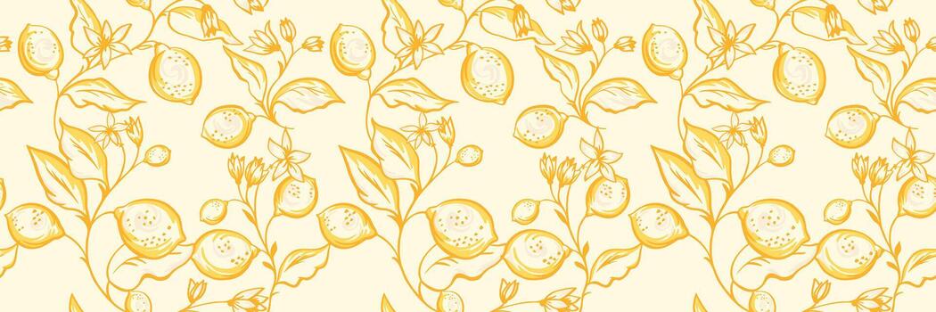 Lemon floral pattern design vector