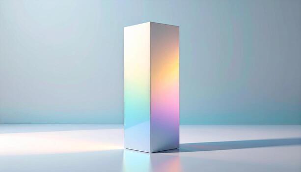 Abstract Rainbow Prism Obelisk in Soft Light Studio Minimalist 3D Render for Modern Design Concepts photo