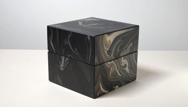 Modern Geometric Black and White Swirl Patterned Decorative Box Luxury Storage Container photo