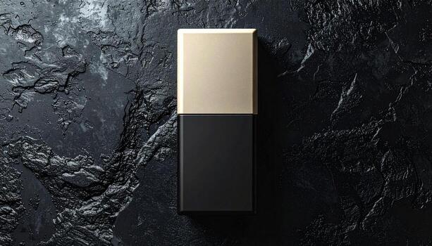 Luxury Gradient Perfume Bottle with Gold Cap on Textured Dark Background photo