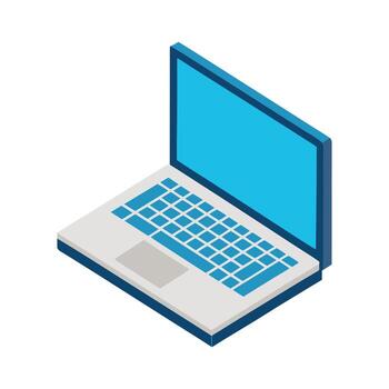 un ordenador portátil computadora con un azul pantalla en el teclado vector