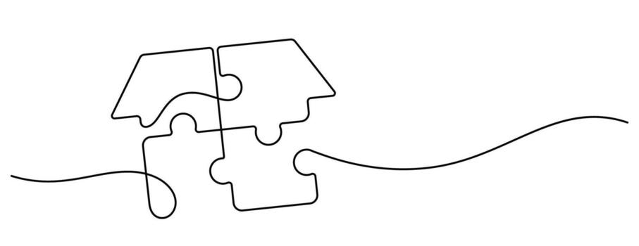 puzzle home icon shape continuous line drawing vector