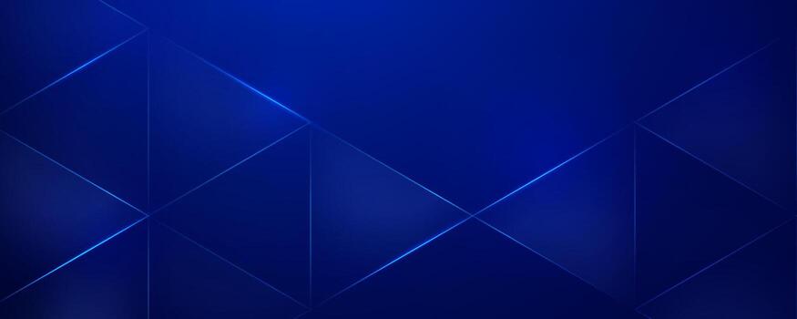 Blue geometric background with glowing lines and abstract triangles vector