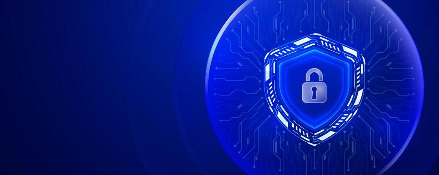 proteger con candado en circuito junta, representando digital seguridad vector