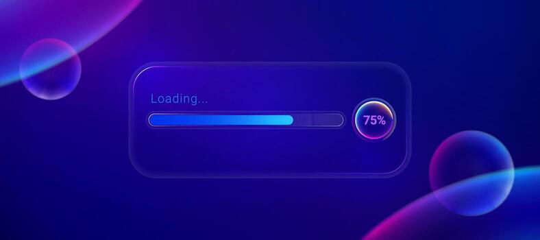 futurista morfismo de vidrio cargando bar en un neón oscuro antecedentes vector