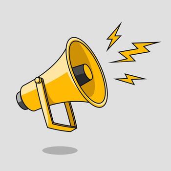 Megaphone icon isolated on grey background, loudspeaker symbol for announcement or alert vector