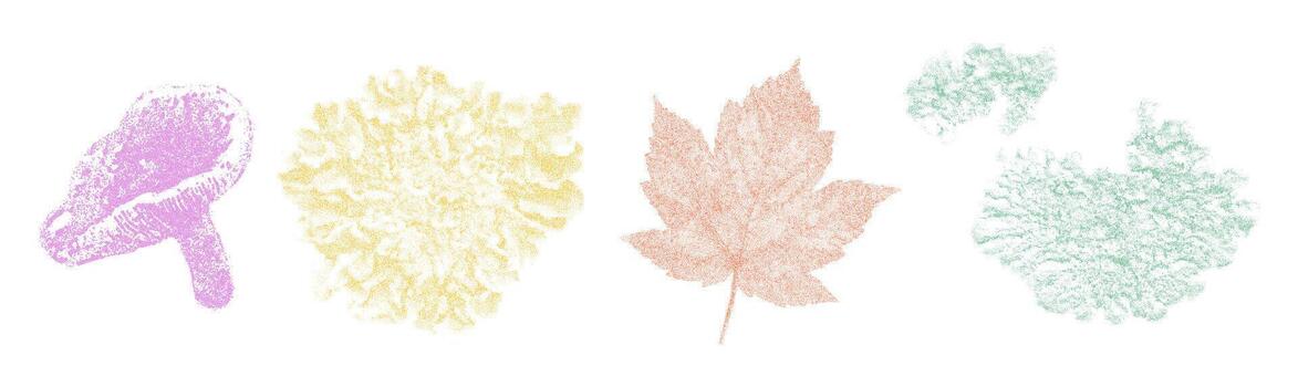 Risograph Print with Photocopy Effect Featuring Autumn Natural Objects vector