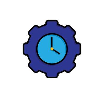 automatización icono. artificial inteligencia. engranaje con un reloj en el medio. automático, gerente, web. isométrica diseño estilo. vector