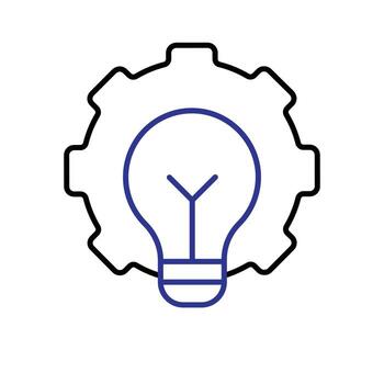 automatización icono. artificial inteligencia. engranaje con un ligero en el medio. automático, gerente, web. contorno diseño estilo. vector