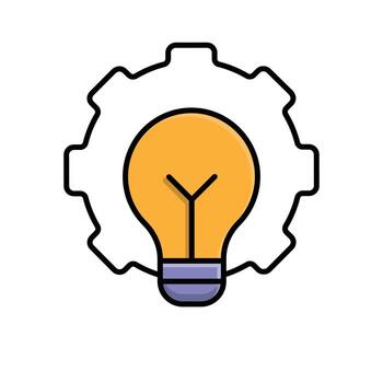 Automation icon. Artificial intelligence. Gear with a light in the middle. automatic, manager, web. Mixed design style. vector