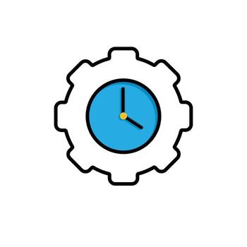 Automation icon. Artificial intelligence. Gear with a clock in the middle. automatic, manager, web. Mixed design style. vector