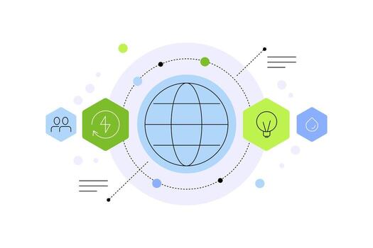 Ecology. Sustainable development, environment and Earth sources. Simple flat infographic slide vector