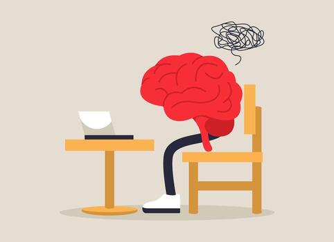 Brain at Work Conceptual Illustration of Cognitive Overload vector