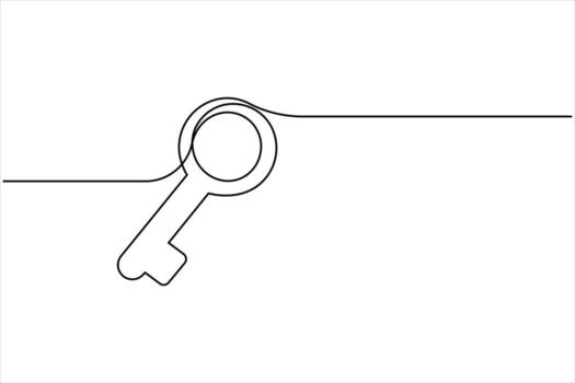 Single line drawing illustration of key. Security concept continuous one line art. Single line art illustration white background vector