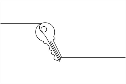 continuo soltero línea Arte dibujo de llave. soltero línea dibujo ilustración de llave. seguridad concepto continuo uno línea Arte. soltero línea Arte ilustración blanco antecedentes vector