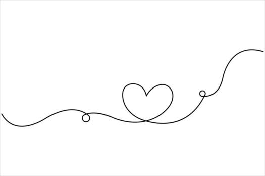 Heart continuous one line art drawing. Single contour heart for love design. Single line art sketch heart . Simplicity symbol love sign isolated on white background vector
