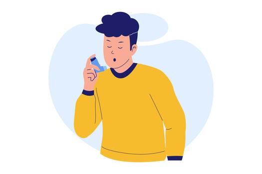 Man using an inhaler illustration vector