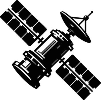 Outer space satellite with solar panel structure isolated on white background vector