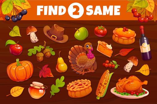 Thanksgiving objects find 2 same game vector