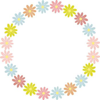 Spring meadow frame. Rectangle frame with flowers. Cute daisy empty frame box. Hand drawn vector