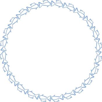 Doodle fish frame. sea life template for text. Simple baby shower template element for design vector