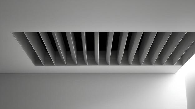 Abstract geometric pattern on modern minimalist ceiling architecture photo