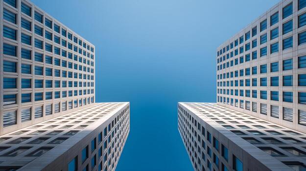 Modern architecture office building creating abstract symmetry pattern photo