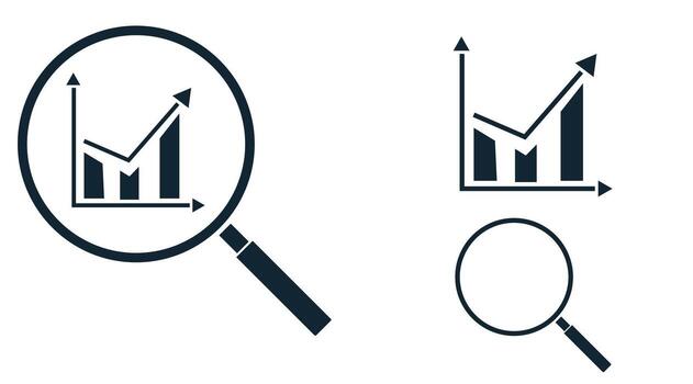 analítica aumentador grafico íconos diseño vector