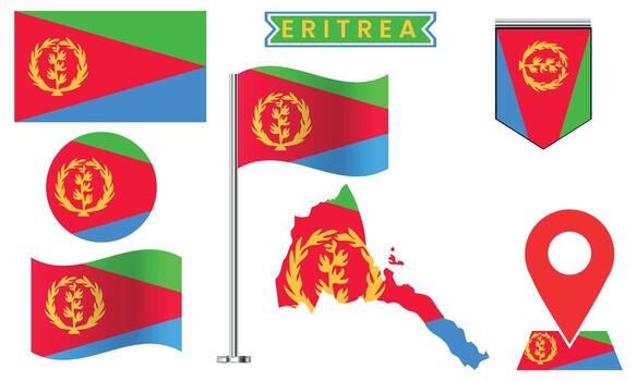 Eritrea Flag Design Set National Symbol Collection vector