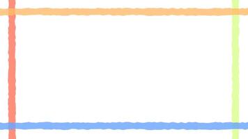 bunt handgemalt Linien Bildung ein Rand auf ein Weiß Hintergrund, geeignet zum kreativ Projekte und Design Elemente video