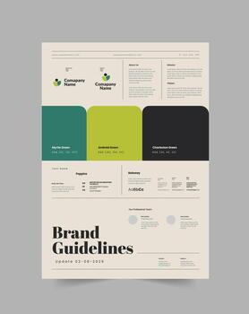 Clean Brand Manual Design with Typography, Colors, and Layout Rules vector