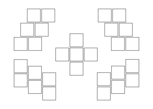 Frame collage from square shape for photo, image template line set. Mood board layout, background. Gallery grid, mosaic border illustration vector