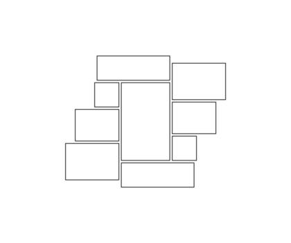 Frame collage from square rectangle shape for photo, image template line set. Mood board layout, background. Gallery grid, border illustration vector