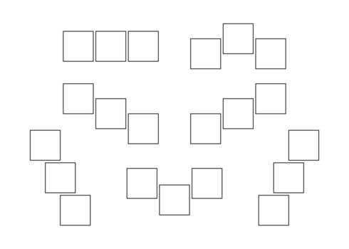 Frame collage from square shape for photo, image template line. Mood board layout, background. Gallery grid, mosaic puzzle border. outline illustration vector