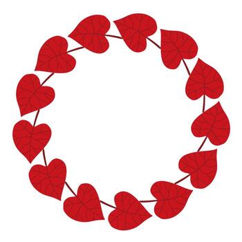 Simple red leaf circle frame. Hello fall. Trendy flat style isolated on transparent background. round frame of autumn leaves. ring of autumn leaves. Ideal for poster, postcard. vector