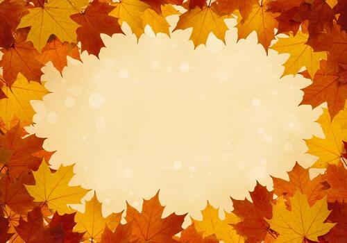 Autumn Maple Leaf Frame with Soft Bokeh Background photo