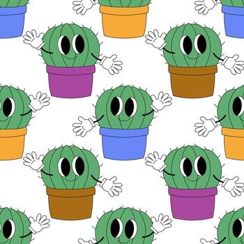 sin costura modelo con maravilloso cactus vector