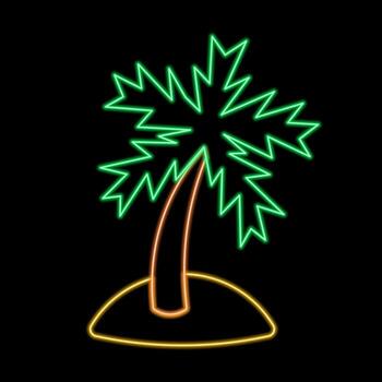 Island with palm tree in neon effect vector