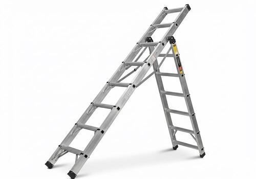 Step Ladder in A-Frame Configuration on White Background photo