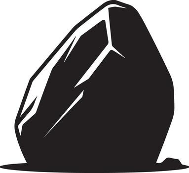 A stark black silhouette of a rough angular rock on a white background silhouette vector