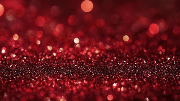 Sparkling texture features vibrant crimson glitter with bokeh highlights, creating a festive abstract backdrop photo