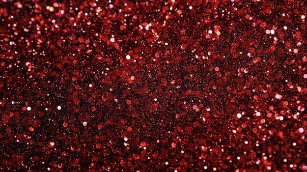 Sparkling ruby red glitter scatters, creating a dazzling, textured background with shimmering light photo