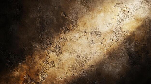 Golden textured surface features intricate patterns, creating a visually dynamic effect with shadows and light photo