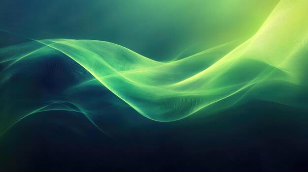 Luminous green lines create a flowing and dynamic wave over the dark background photo