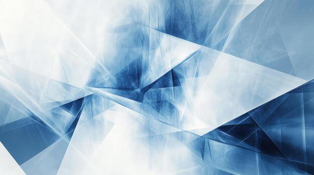 Geometric crystalline structures display an abstract icy blue and white pattern with sharp angles photo