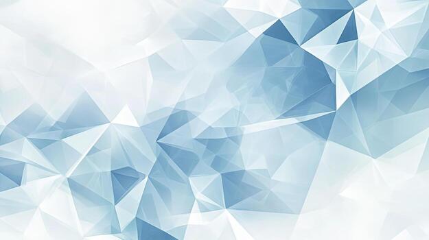 Light blue abstract polygonal shapes form crystalline geometric patterns across the cool white background photo