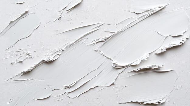 Textured white paint strokes create an abstract, monochromatic pattern on a canvas background photo